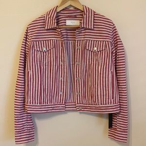 Blank NYC Denim Jacket Red and White Meduim